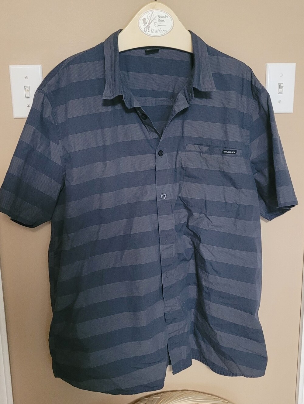 💜2 for $10💜 Bundle and save Dark Blue Striped Short Sleeve Button-Up Shirt
